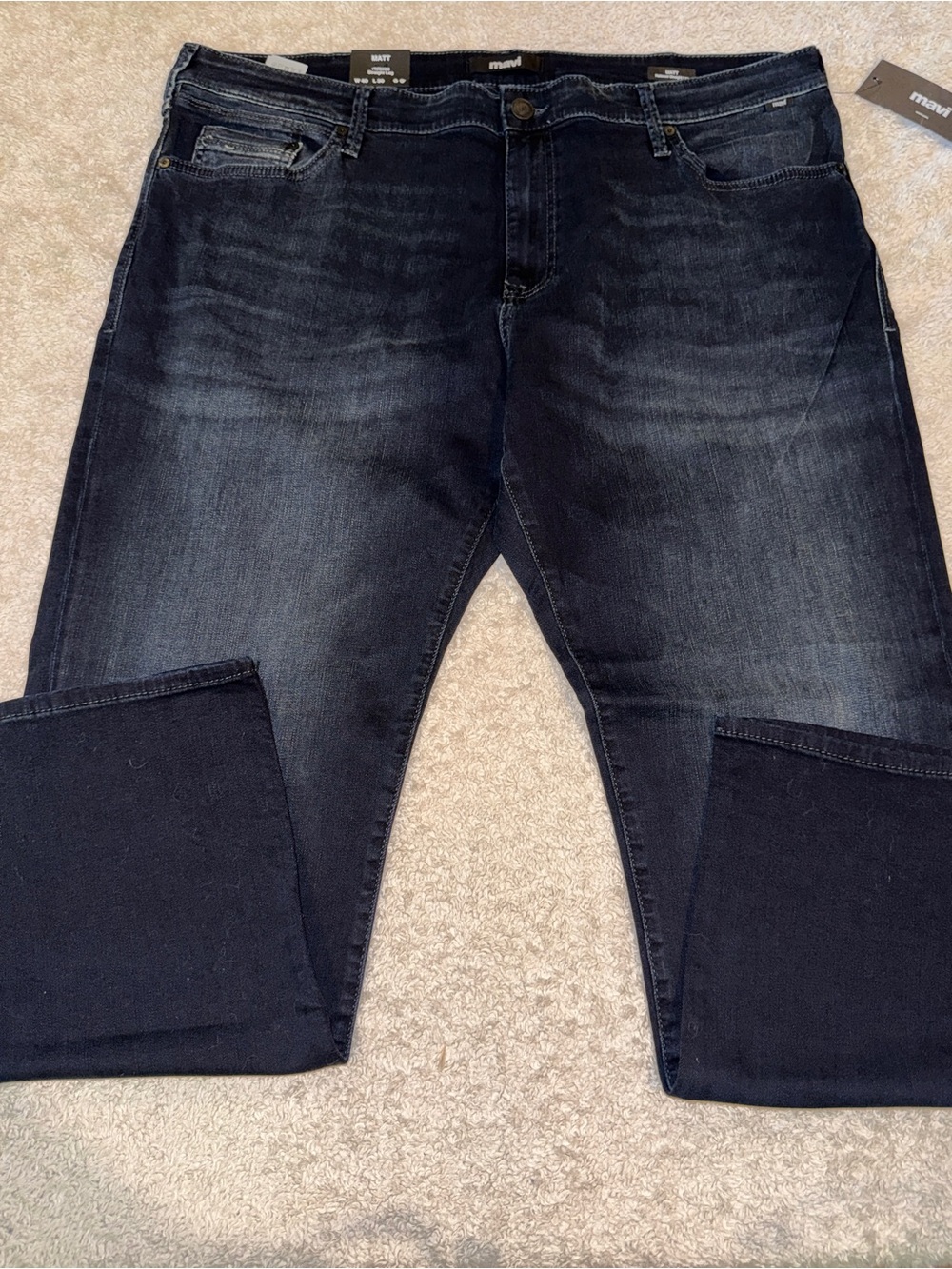 Mavi Matt Relaxed Straight Leg Dark Blue Slim Fit Jeans Size 40X30